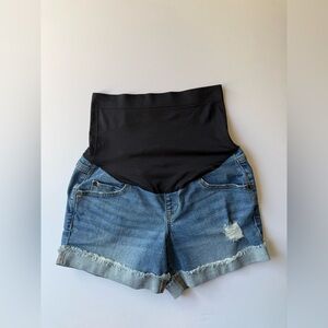 a:glow Denim High-Waisted Maternity Women's Shorts 🤱🤰🏻 78% COTTON ✅